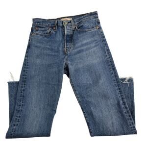 Levi's wedgie straight jeans size 27 blue denim button fly womens 6875